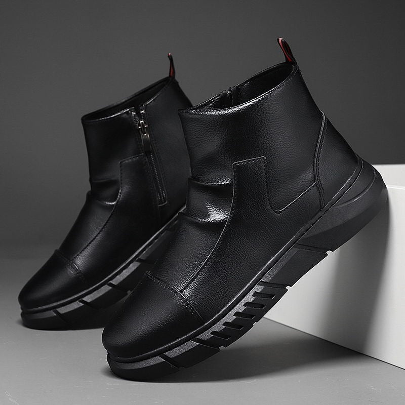 Bottines homme – Cuir véritable – Fermeture zippée – Coupe ajustée – Semelle robuste