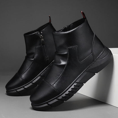 Bottines homme – Cuir véritable – Fermeture zippée – Coupe ajustée – Semelle robuste