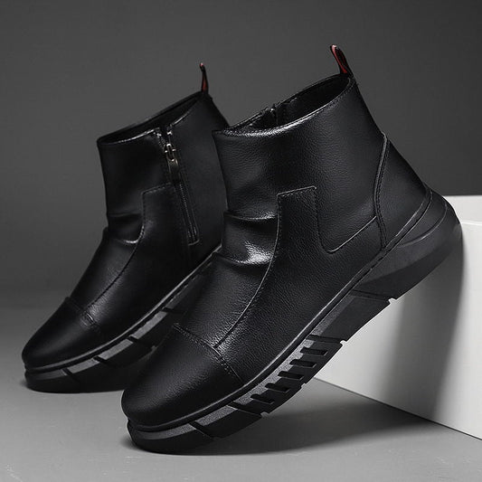 Bottines homme – Cuir véritable – Fermeture zippée – Coupe ajustée – Semelle robuste