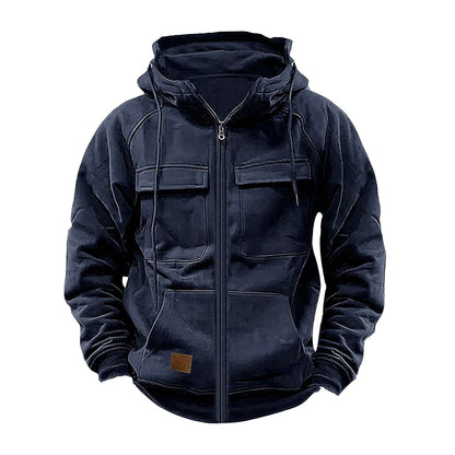 Sweat à capuche homme – Coupe décontractée – Demi-zip – Poches poitrine – Coton doux