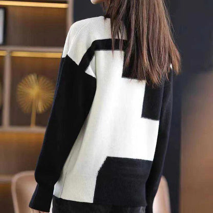 Femme Sweatshirt Pull - Maille Douce - Col Montant - Coupe Décontractée - Manches Longues