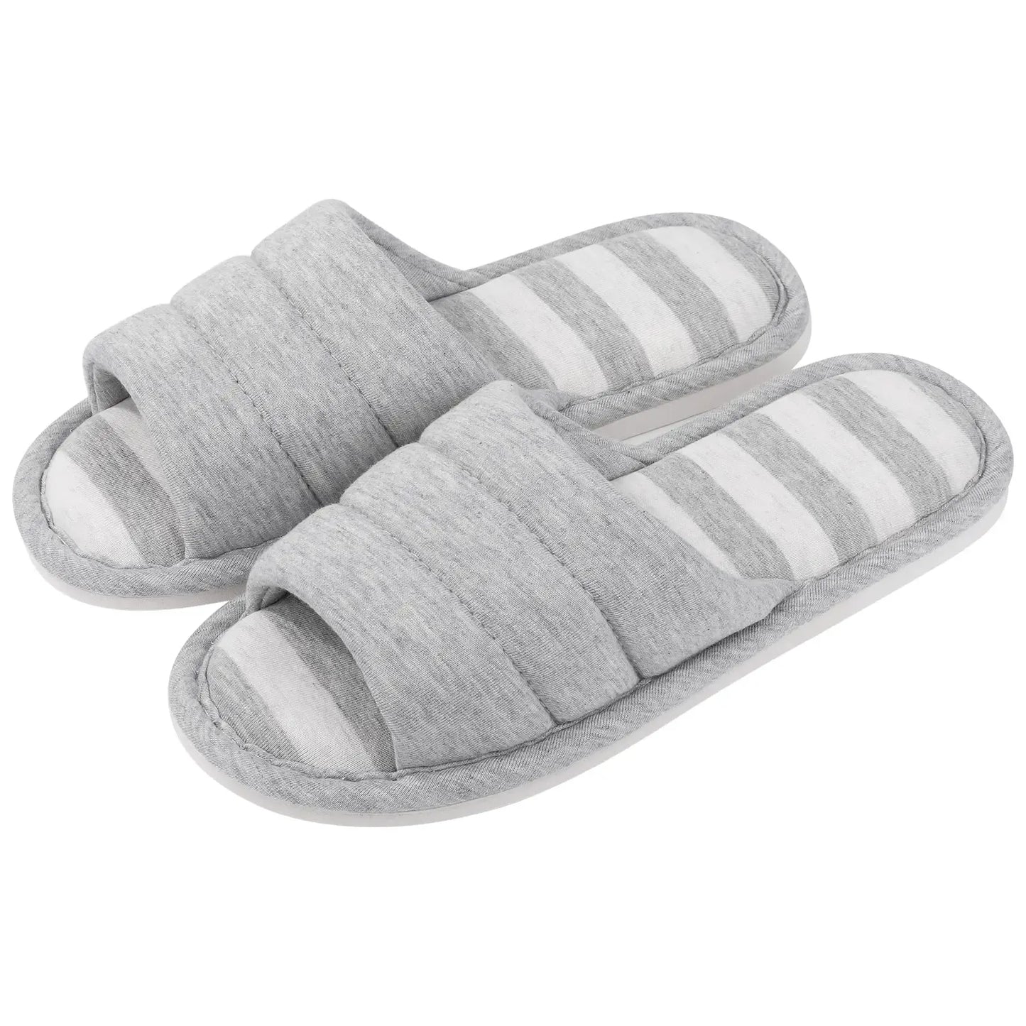 Chaussons femme – Bout ouvert – Bride matelassée – Semelle rayée confortable