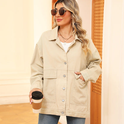 Veste en jean femme – Coupe ample – Longueur hanches – Fermeture boutonnée