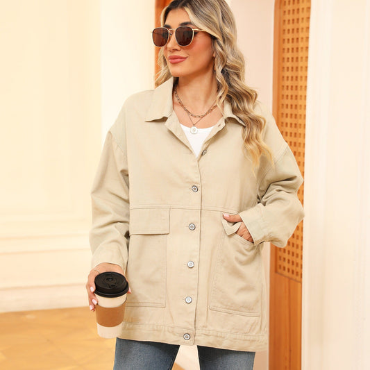 Veste en jean femme – Coupe ample – Longueur hanches – Fermeture boutonnée