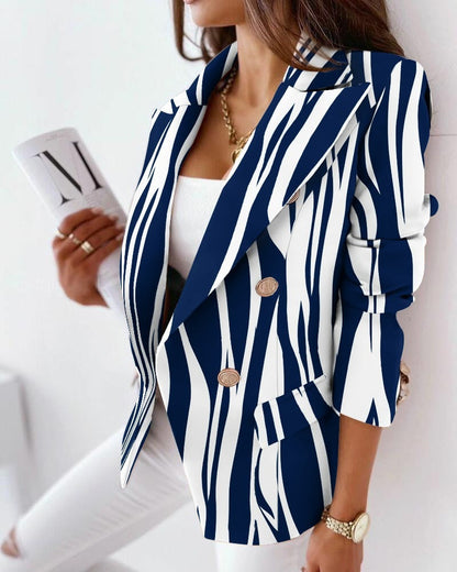 Blazer femme – Coupe cintrée – Double boutonnage – Motif chaînes stylisé