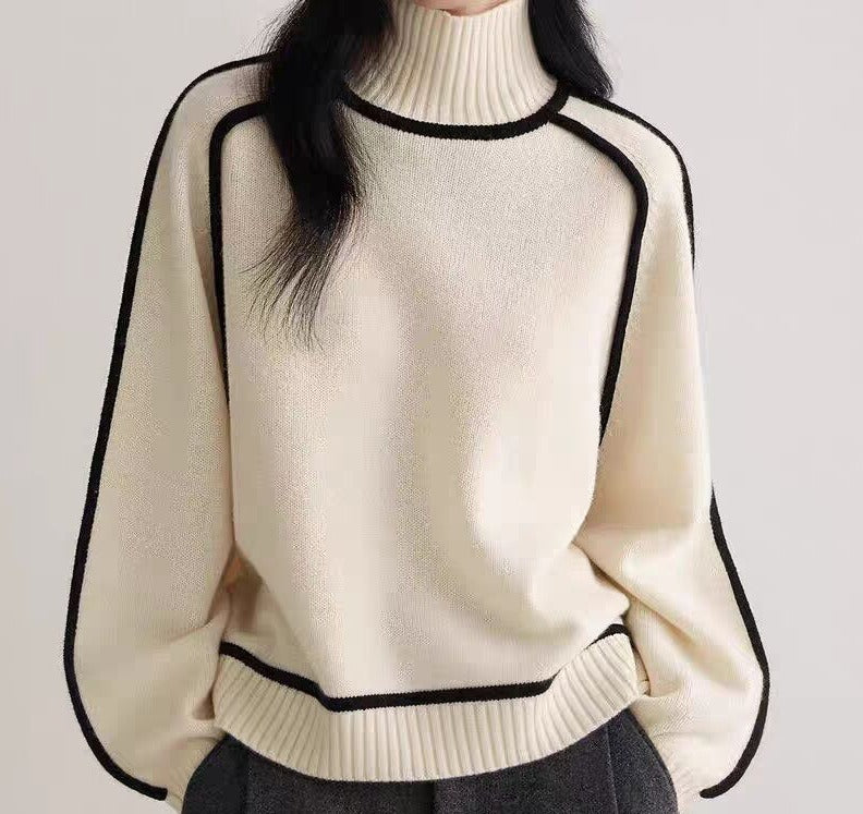 Léa Pull Col Roulé Contrasté | Pull Col Roulé