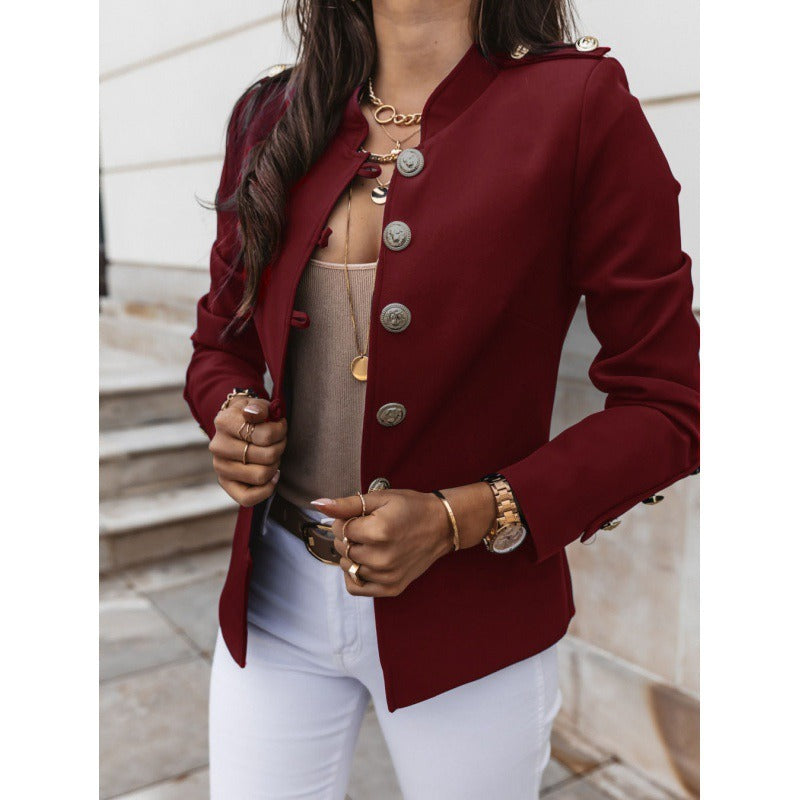Blazer femme – Coupe slim – Épaules structurées – Double boutonnage – Coton