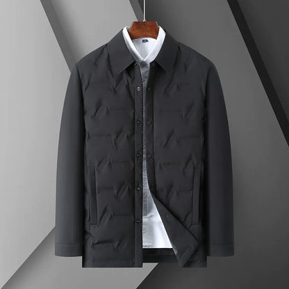 Veste homme – Duvet chaud – Coupe slim – Col chemise – Fermeture boutonnée