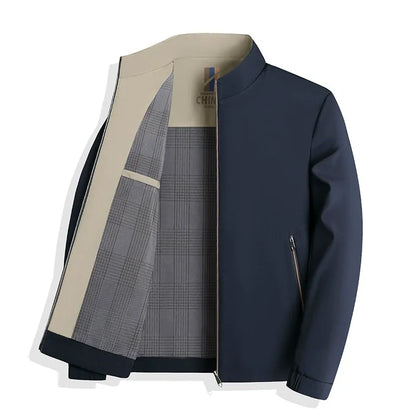 Veste homme – Coupe ajustée – Col montant – Fermeture zippée – Style chic décontracté