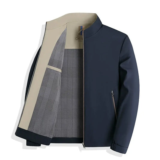 Veste homme – Coupe ajustée – Col montant – Fermeture zippée – Style chic décontracté