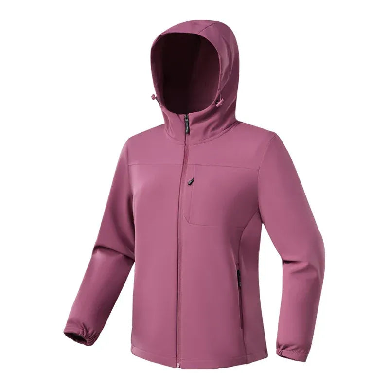 Femme Veste - Softshell Stretch - Coupe Regular - Capuche Ajustable - Manches Longues