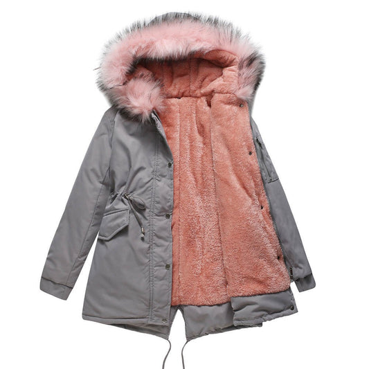 Manteau Parka Femme – Coupe Relax – Doublure Polaire – Capuche Fausse Fourrure – Mi-long