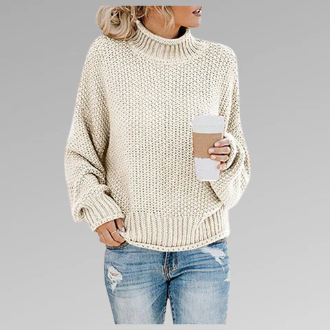 Pull femme oversize – Maille douce – Épaules tombantes – Ourlets côtelés