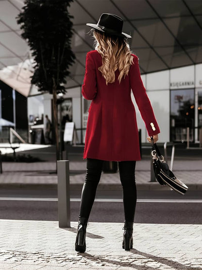 Manteau femme en laine – Coupe cintrée – Double boutonnage – Longueur mi-cuisse