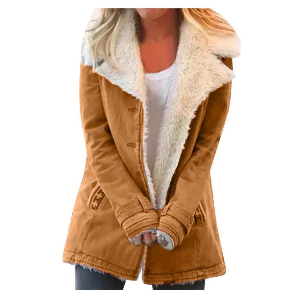 Manteau femme – Coupe décontractée – Polaire douce – Longueur mi-cuisse – Capuche