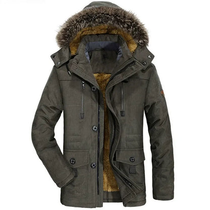 Homme Parka - Tissu Tissé - Coupe Droite - Longueur Mi-cuisse - Col Montant Avec Capuche