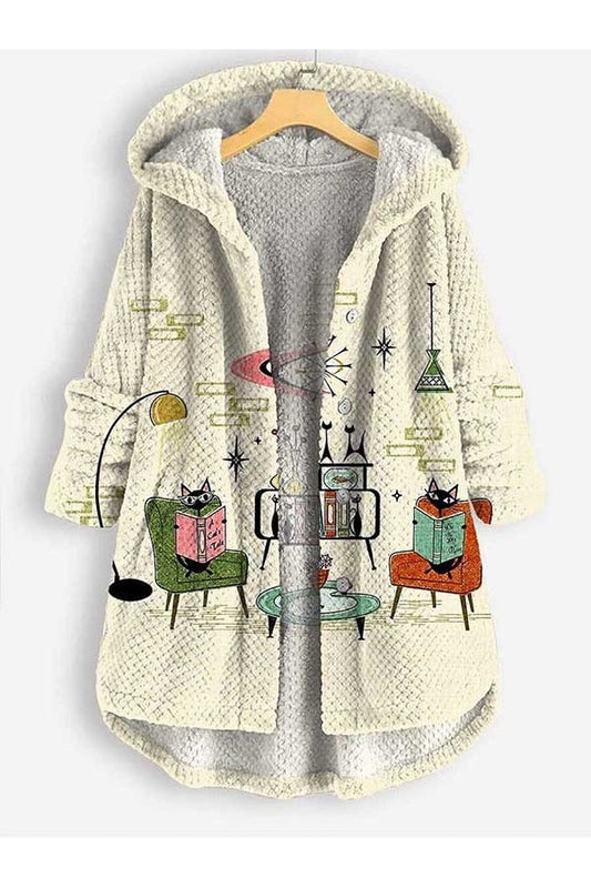 Femme Manteau À Capuche - Laine Polaire - Coupe Oversize - Manches Longues