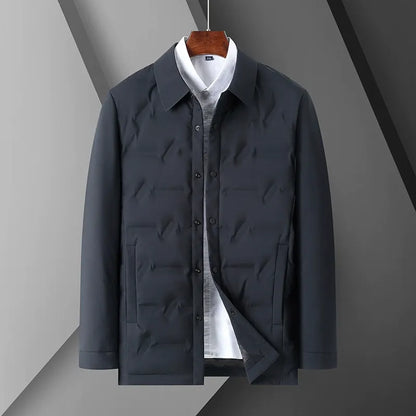 Veste homme – Duvet chaud – Coupe slim – Col chemise – Fermeture boutonnée