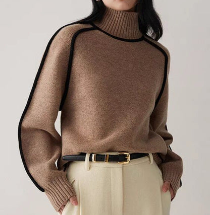 Léa Pull Col Roulé Contrasté | Pull Col Roulé