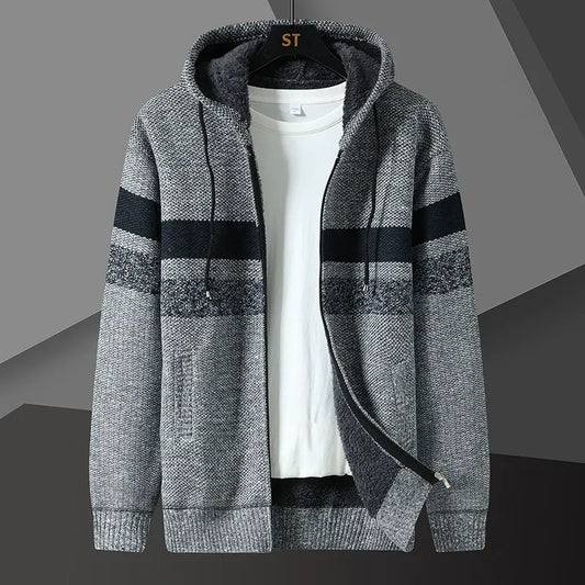 Sweat à capuche homme – Coupe décontractée – Maille texturée – Fermeture zippée