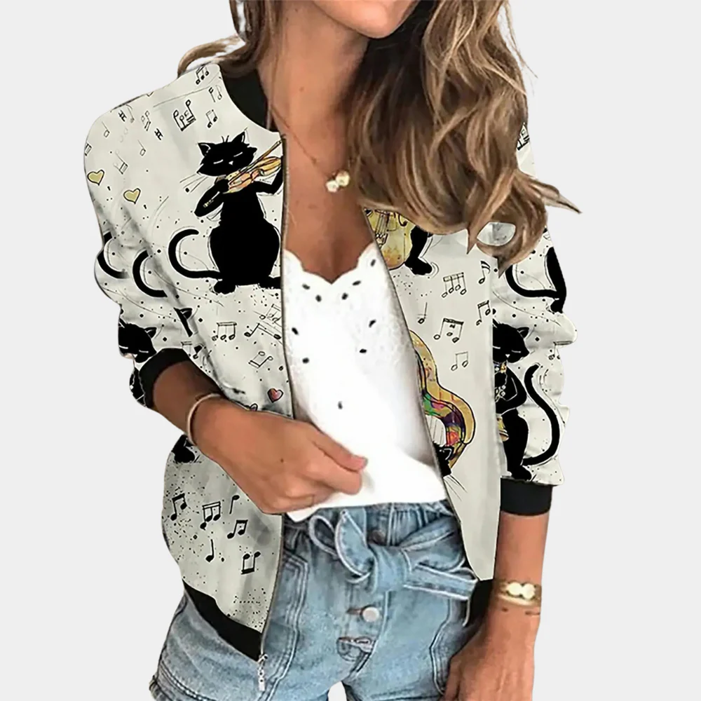 Veste bomber femme – Coupe décontractée – Tissu léger – Imprimé floral – Boutons pression