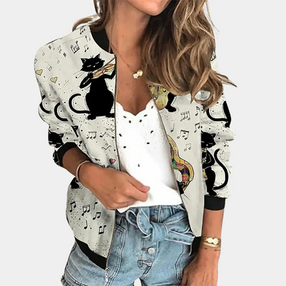 Veste bomber femme – Coupe décontractée – Tissu léger – Imprimé floral – Boutons pression