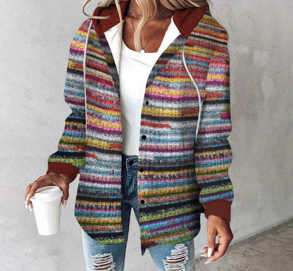 Femme Cardigan - Maille Texturée - Coupe Oversize Détendue - Capuche Sherpa