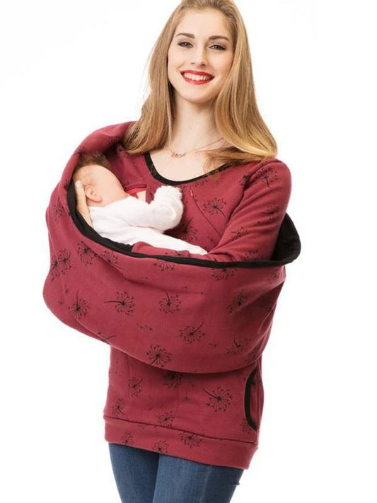 Sweatshirt d’allaitement femme – Coupe décontractée – Coton – Accès discret – Motif floral