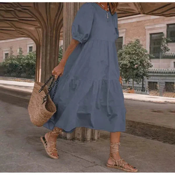 Robe femme – Coupe fluide – Coton doux – Manches bouffantes – Style bohème à volants