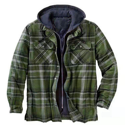 Veste Chemise Homme – Coupe Relax – Flanelle Matelassée – Capuche – Motif Carreaux
