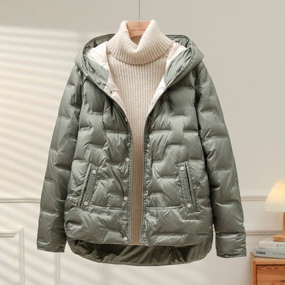 Manteau femme duvet – Coupe ample – Col à revers – Matelassé léger imperméable