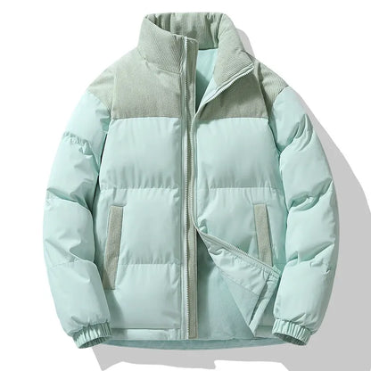 Veste matelassée homme – Coupe oversize – Col montant – Détails en velours côtelé