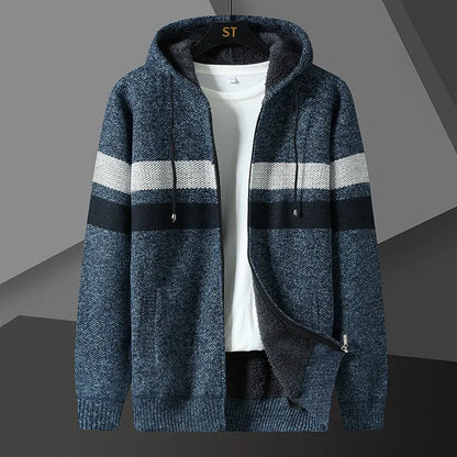 Sweat à capuche homme – Coupe décontractée – Maille texturée – Fermeture zippée