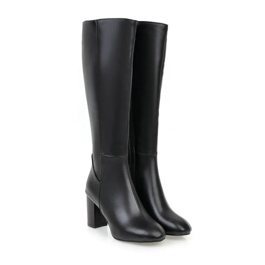 Bottines femme – Similicuir vegan – Bout carré – Talon bloc – Fermeture zippée