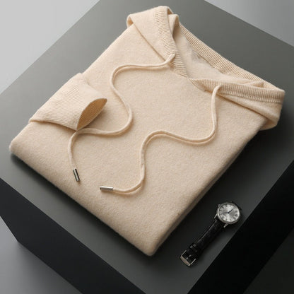 Sweat à capuche homme – Maille laine – Coupe décontractée – Finitions côtelées