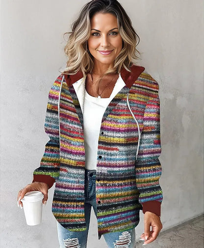 Femme Cardigan - Maille Texturée - Coupe Oversize Détendue - Capuche Sherpa