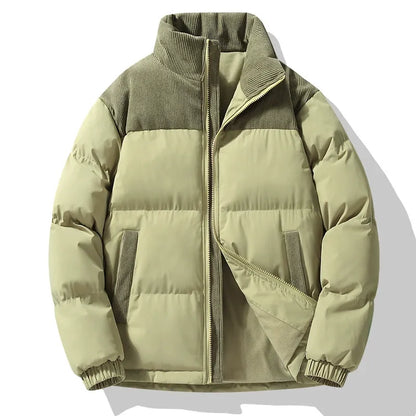 Veste matelassée homme – Coupe oversize – Col montant – Détails en velours côtelé