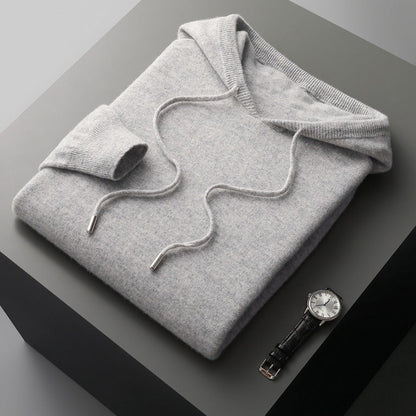 Sweat à capuche homme – Maille laine – Coupe décontractée – Finitions côtelées