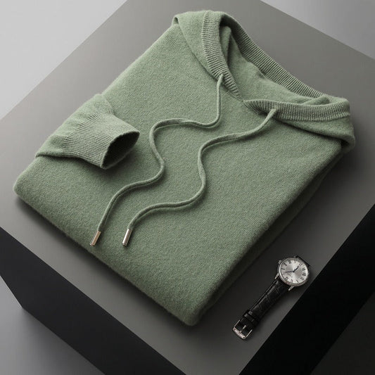 Sweat à capuche homme – Maille laine – Coupe décontractée – Finitions côtelées