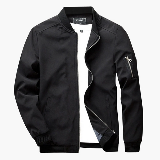 Blouson Homme – Coupe Régulière – Finition Côtelée – Poche Manche Zippée – Style Décontracté