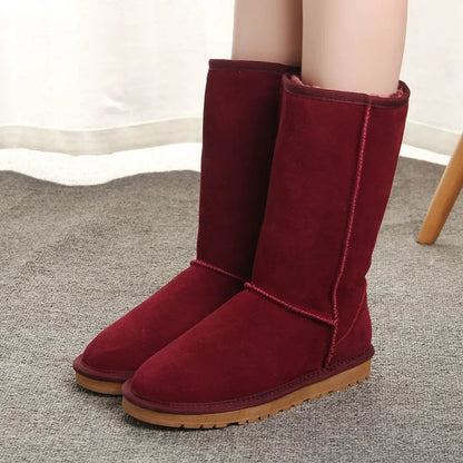 Bottes femme hauteur genou – Suédine – Doublure fausse fourrure – Semelle plate