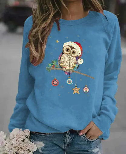 Sweatshirt femme – Coupe décontractée – Coton doux – Manches longues – Motif festif