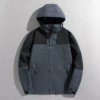 Veste homme outdoor – Coupe régulière – Imperméable – Capuche amovible – Coupe-vent