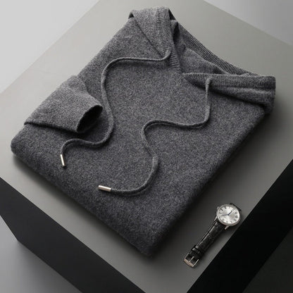 Sweat à capuche homme – Maille laine – Coupe décontractée – Finitions côtelées