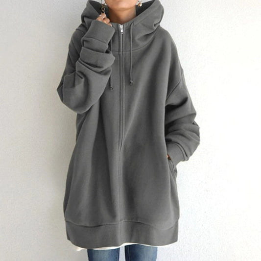 Sweat à capuche femme – Coupe oversize – Doux et chaud – Zippé – Manches longues