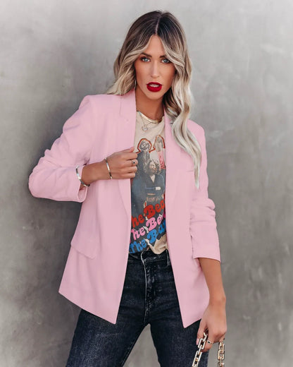 Blazer femme – Coupe cintrée – Revers cranté – Devant ouvert structuré