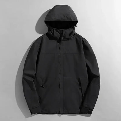 Veste homme outdoor – Coupe régulière – Imperméable – Capuche amovible – Coupe-vent