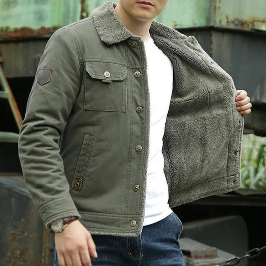 Veste homme – Coupe régulière – Doublure sherpa – Fermeture boutonnée – Style décontracté