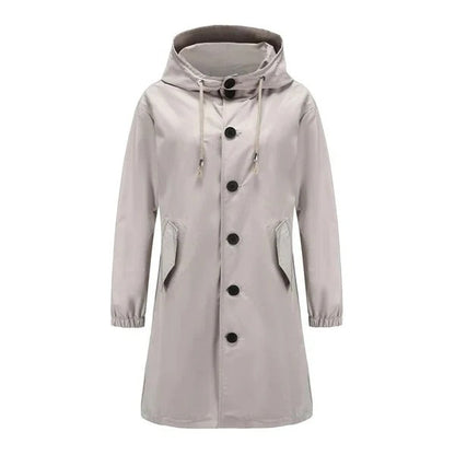 Veste imperméable femme – Coupe ample – Capuche avec cordon – Longueur mi-cuisse
