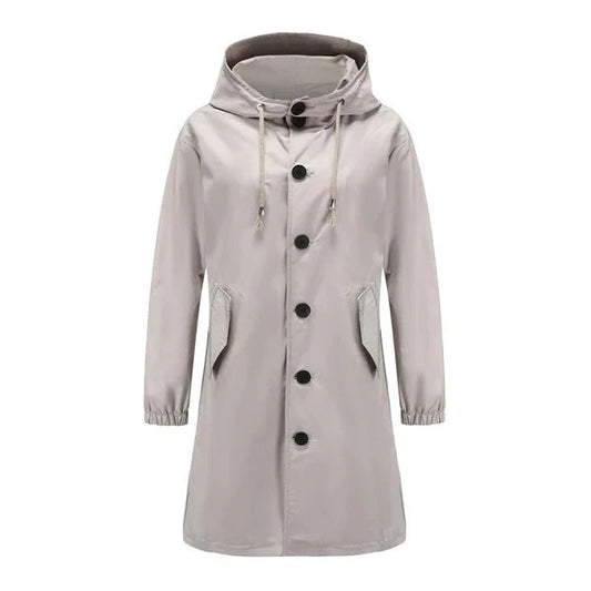 Veste imperméable femme – Coupe ample – Capuche avec cordon – Longueur mi-cuisse
